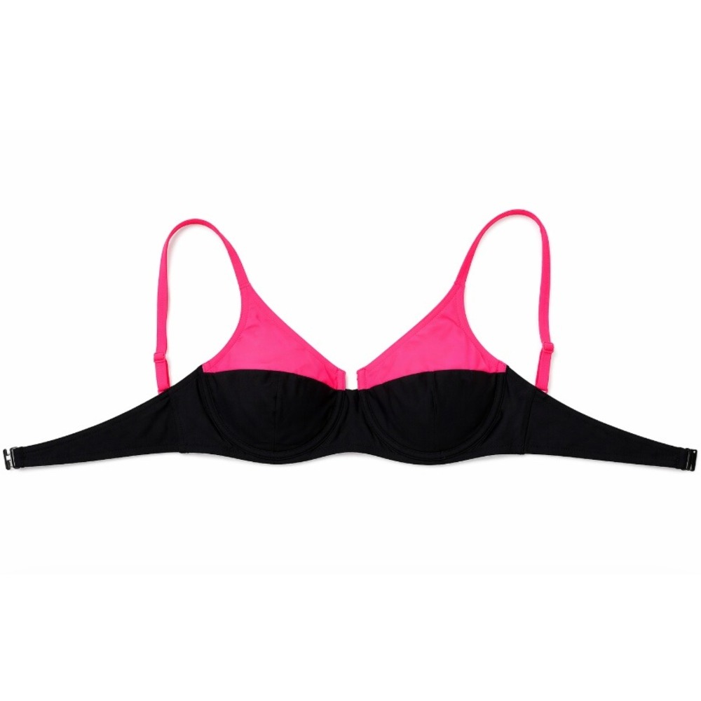 Popvil Women's Watermelon Red Black Colorblock Padded Bikini Top Size L NWT